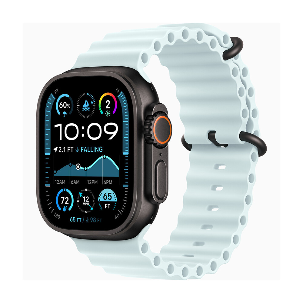 

Умные часы Apple Watch Ultra 2, 49 мм, GPS+Cellular, Black Titanium Case/Ice Blue Ocean Band, Голубой, Умные часы Apple Watch Ultra 2, 49 мм, GPS+Cellular, Black Titanium Case/Ice Blue Ocean Band