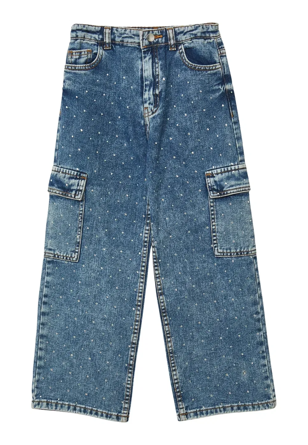 Con strass - брюки-карго Calliope, Blu Denim Medio Scuro — фото 4