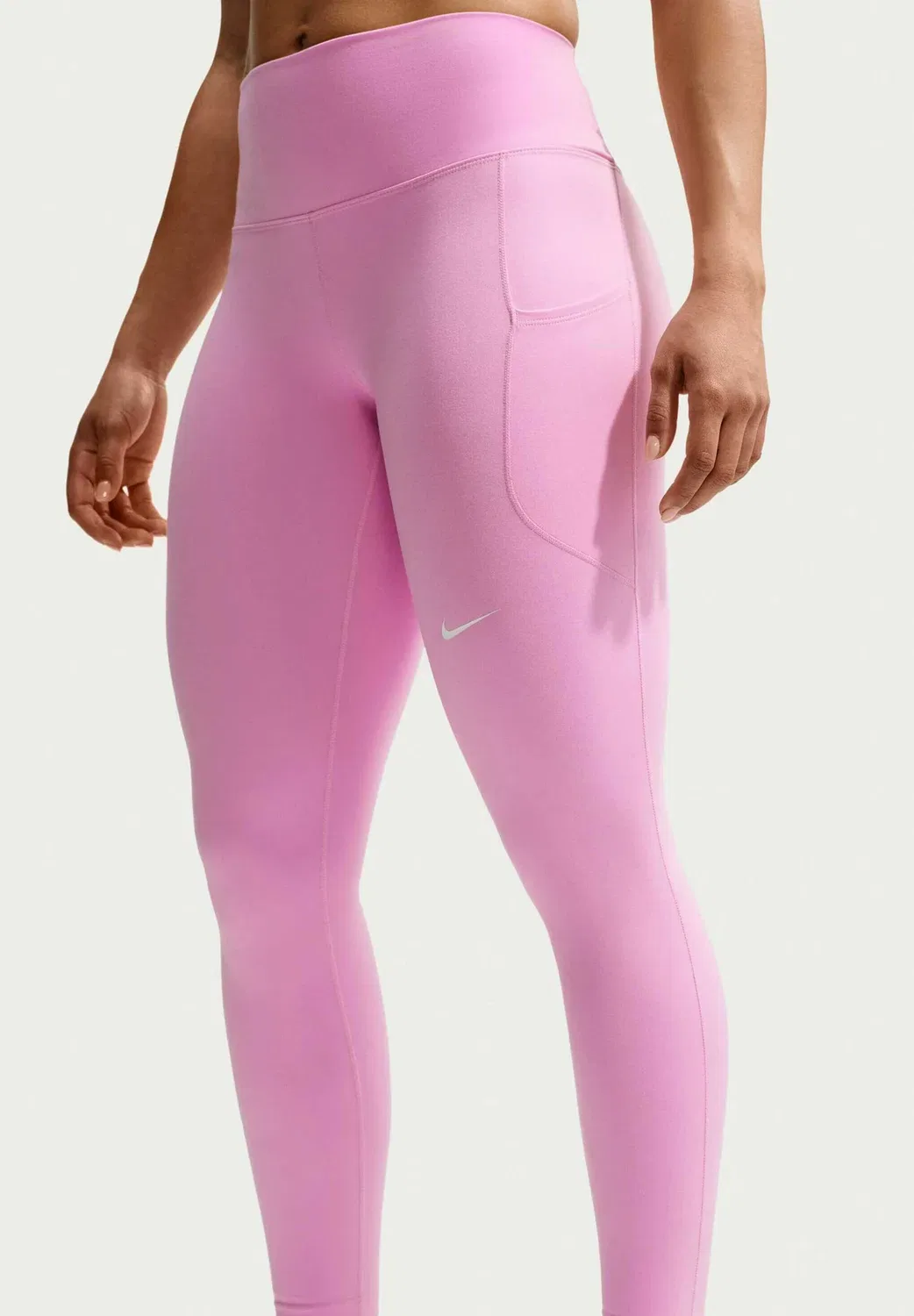 Женские леггинсы с высокой талией, длиной 7/8, с одним карманом Nike Performance, Pink Rise White — фото 3