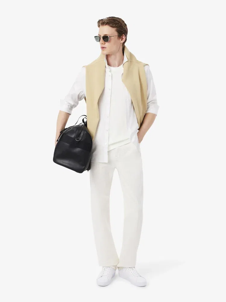 Футболка с коротким рукавом из льняной смеси, модель TH0629 LACOSTE, White — фото 4