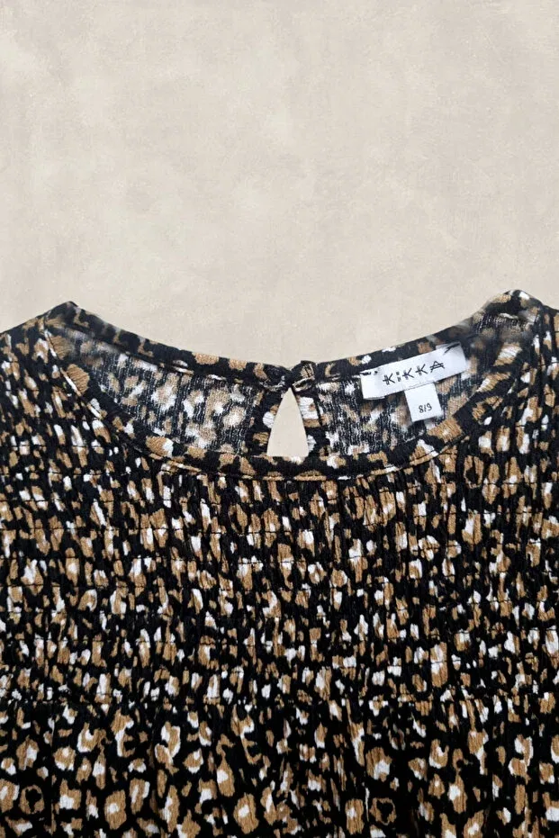 Детское платье-трапеция для девочек с принтом Leopard Kikka, Multicolor — фото 4