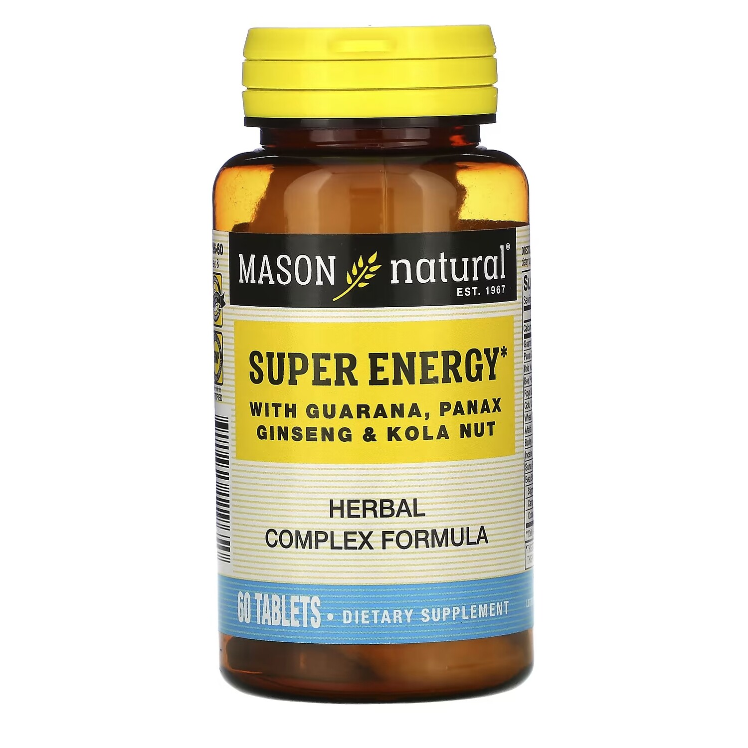 

Витамины Super Energy Mason Natural с гуараной, женьшенем и кольским орехом, 60 таблеток