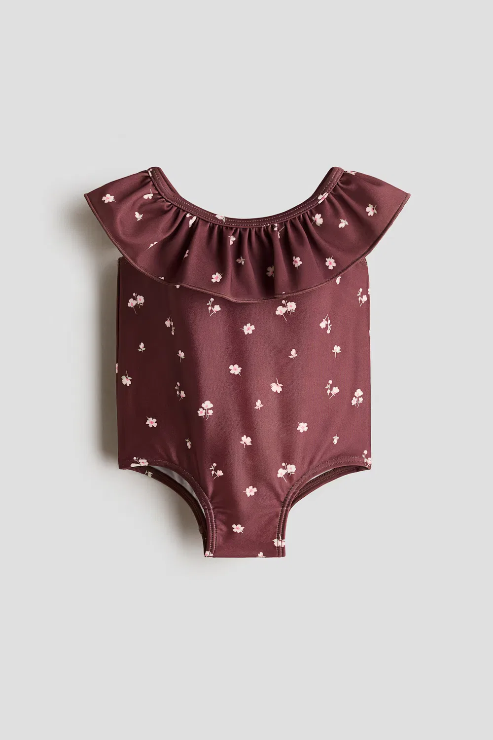 Купальник с оборками H&M, Dunkelbraun/Geblümt