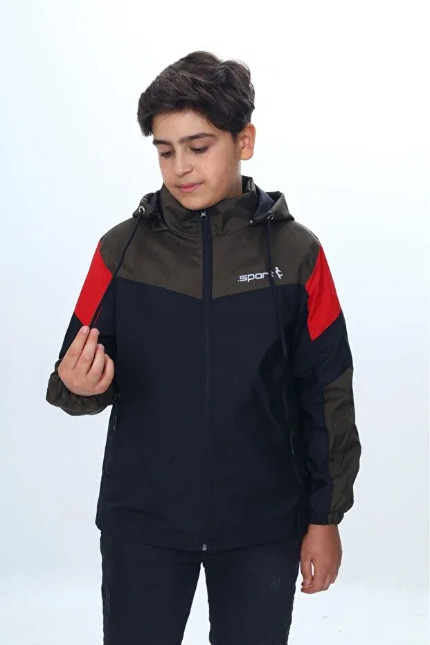 Детское пальто для мальчиков с принтом Sport Printed Hooded Toontoy, Черный — фото 4