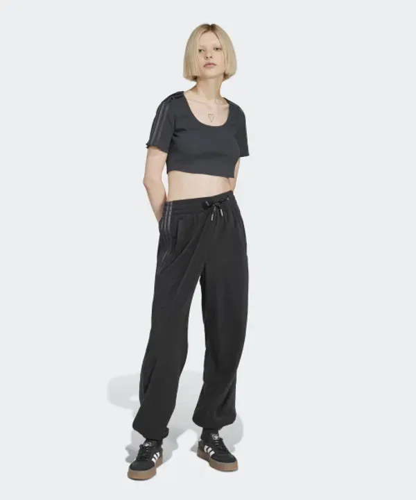 Футболка с коротким рукавом, кроп-модель, Adidas, черный — фото 3