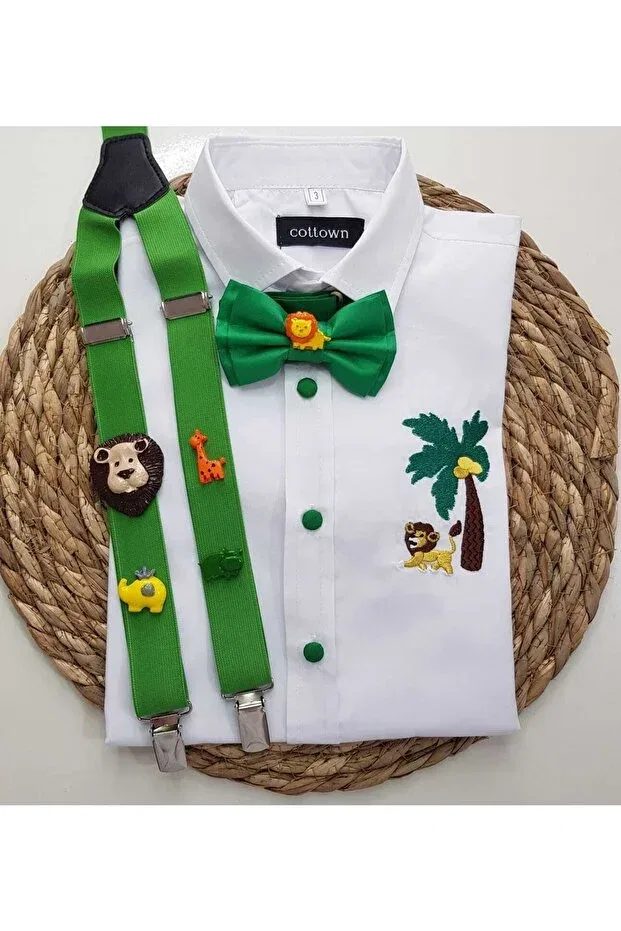 Детская рубашка для мальчиков с коротким рукавом Saferi concept sling bow tie shirt Cool Partyshop, Green