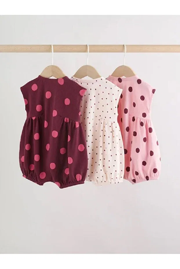 Детское боди-комбинезон для девочек хлопковый комплект из 3 штук Next Baby, Pink — фото 2