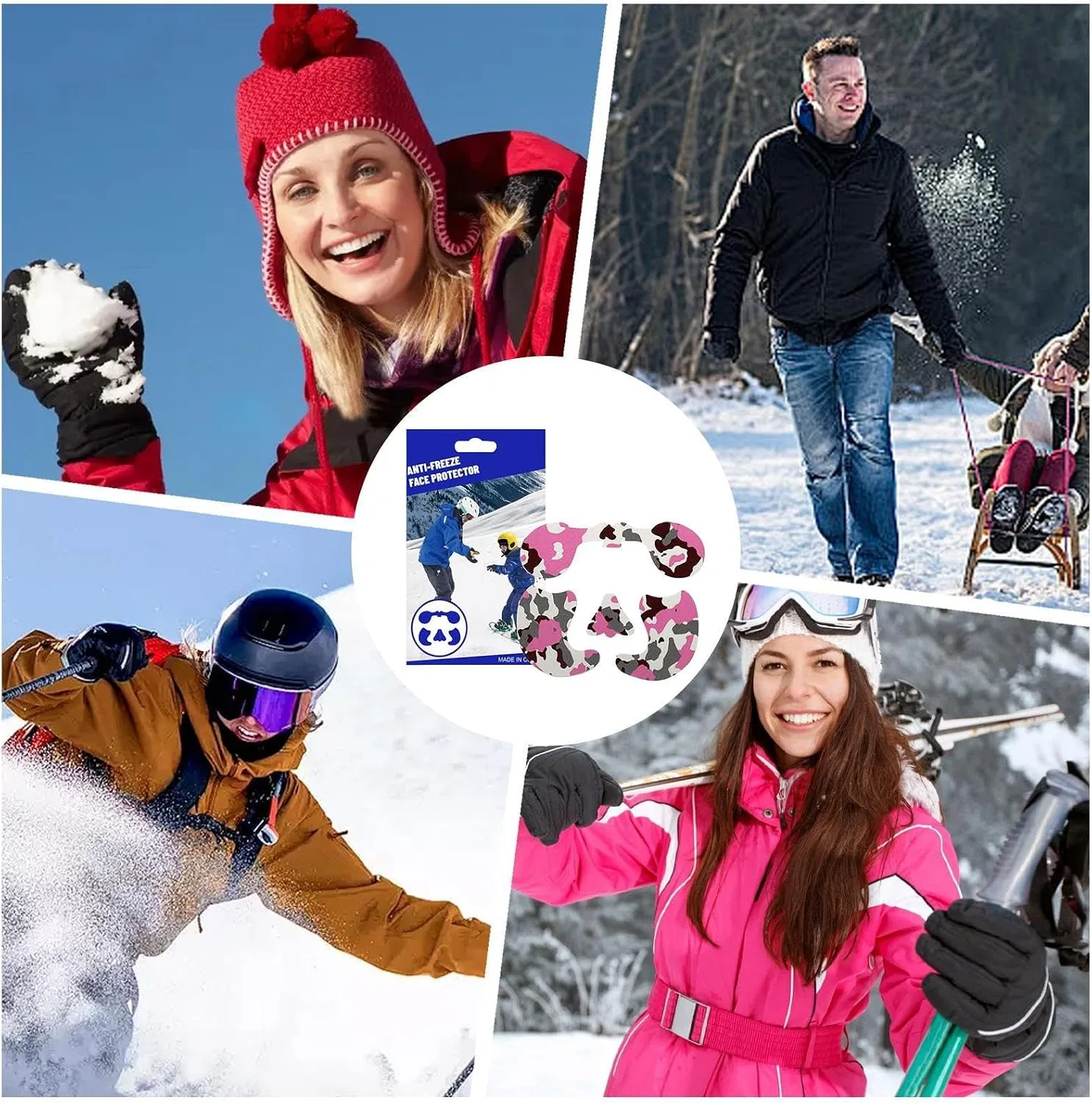 Лицевая маска для лица, Ski Face Patch, Generisch, Розовый — фото 4