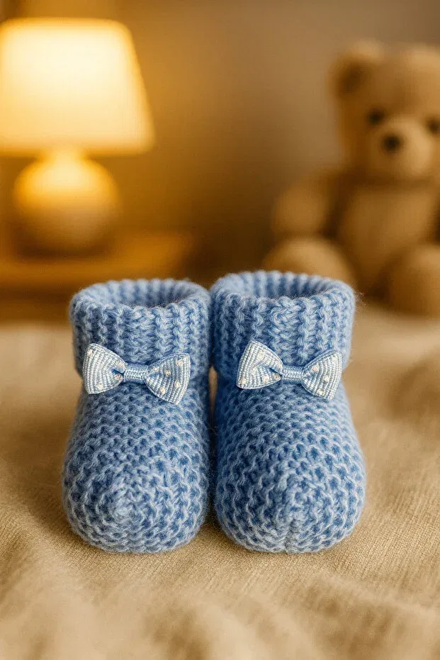 Детские пинетки для новорожденных вязаные Mbk Garden, Blue