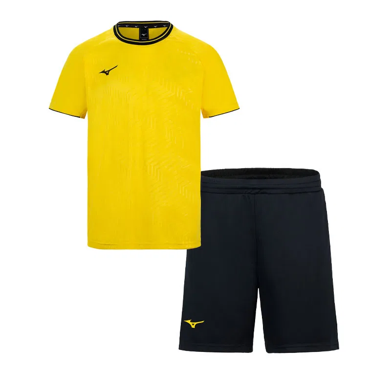 Детский комплект из футболки с коротким рукавом и шорт Mizuno, Yellow/Black