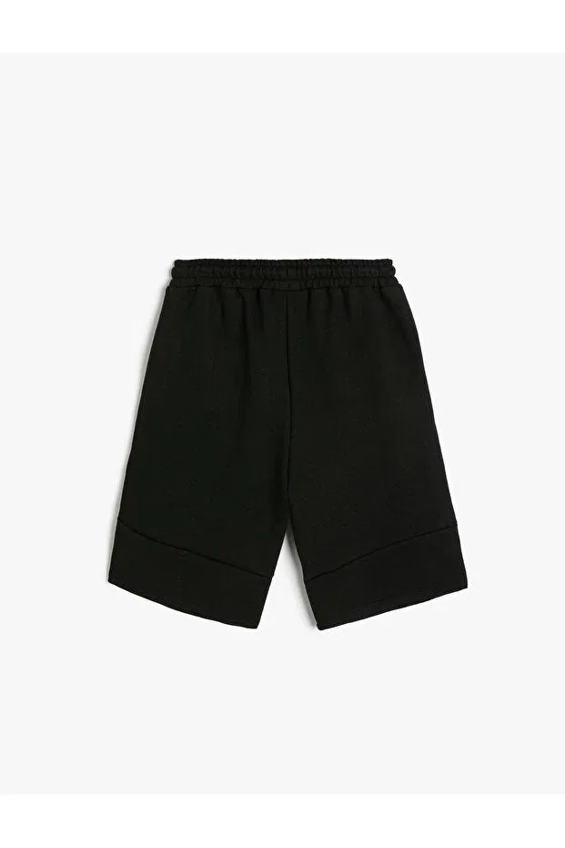 Детские шорты для мальчиков с принтом Basketball printed shorts with pockets and tie waist Koton, Black — фото 2