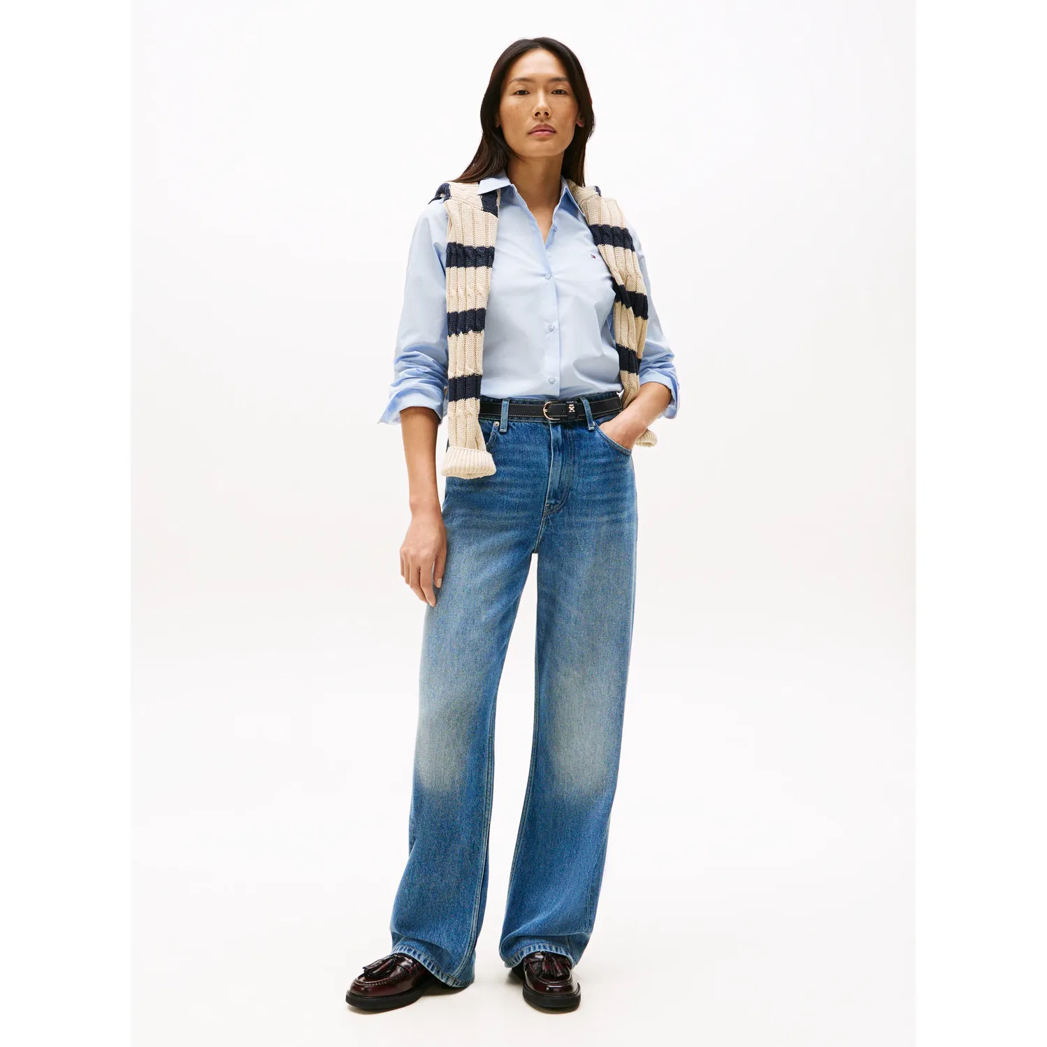 Женская хлопковая рубашка Tommy Hilfiger, Breezy Blue — фото 2