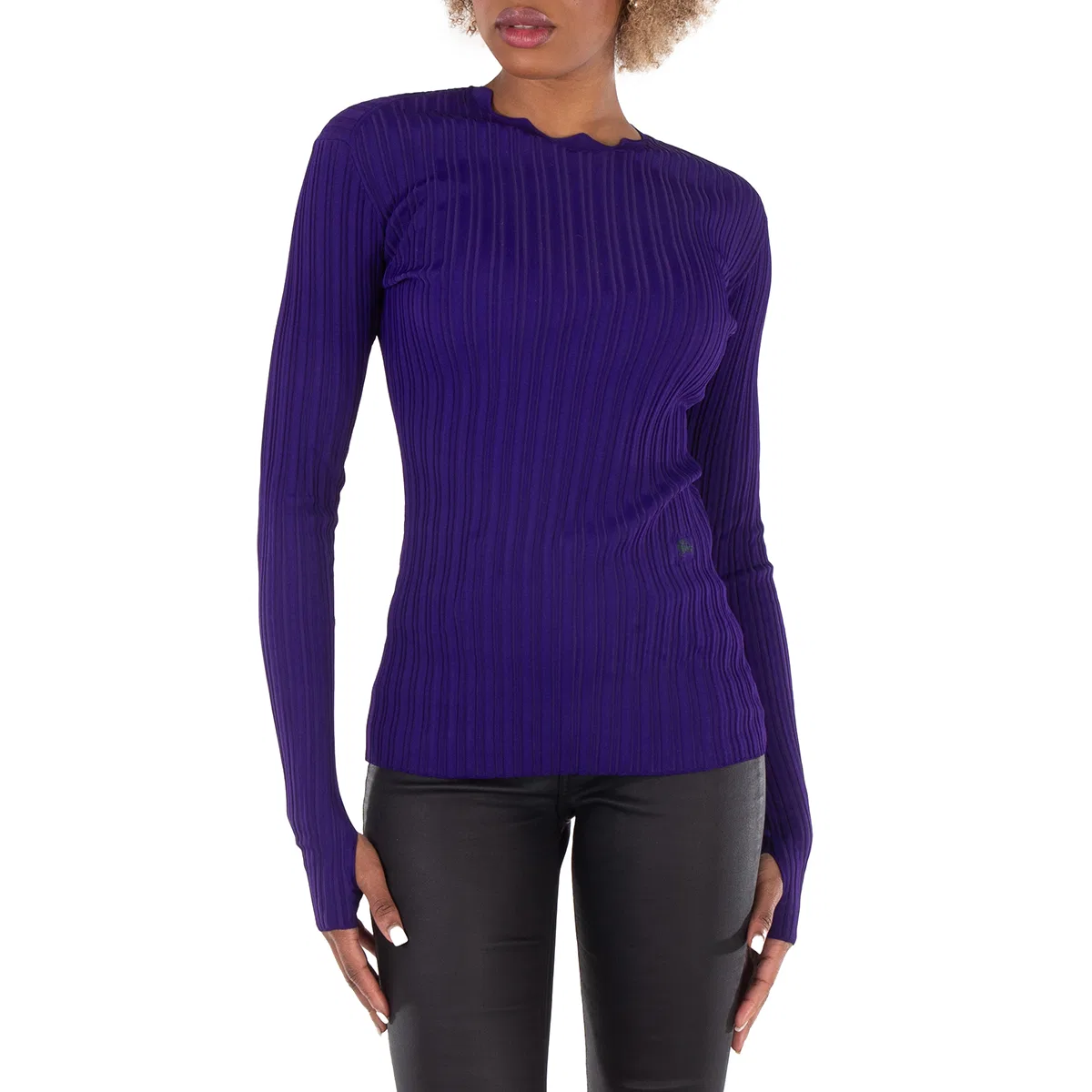 Свитер из вискозного микса с фигурным вырезом Viscose Blend Sweater Burberry, Royal