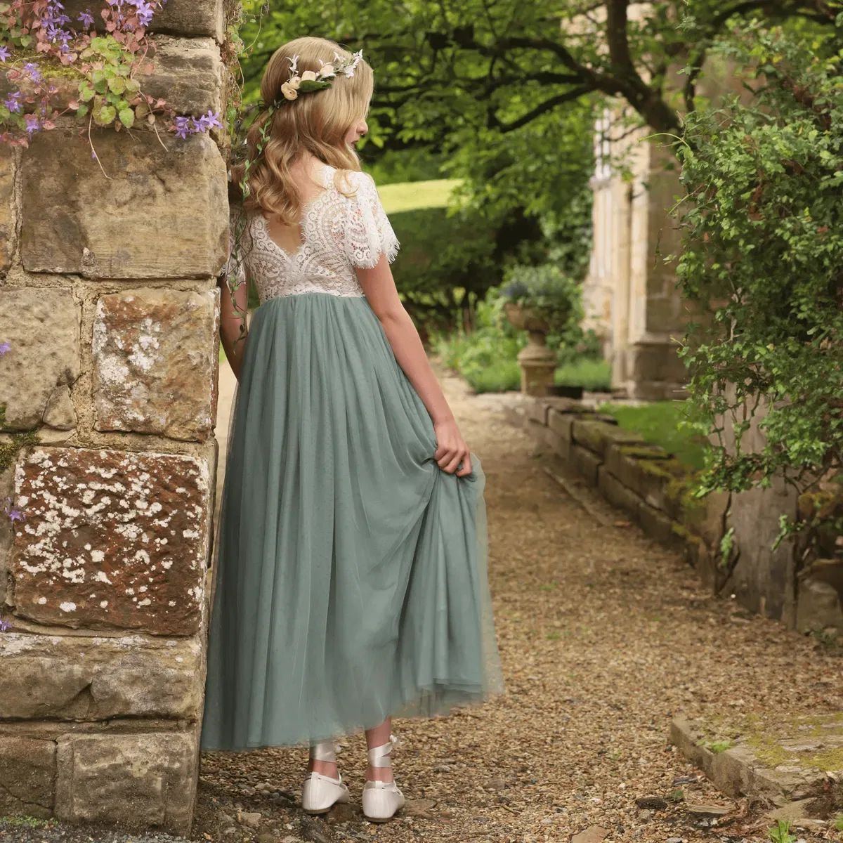 Детское платье с летящим рукавом Bohemian Classic Uk Flower Girl Boutique, Green — фото 3