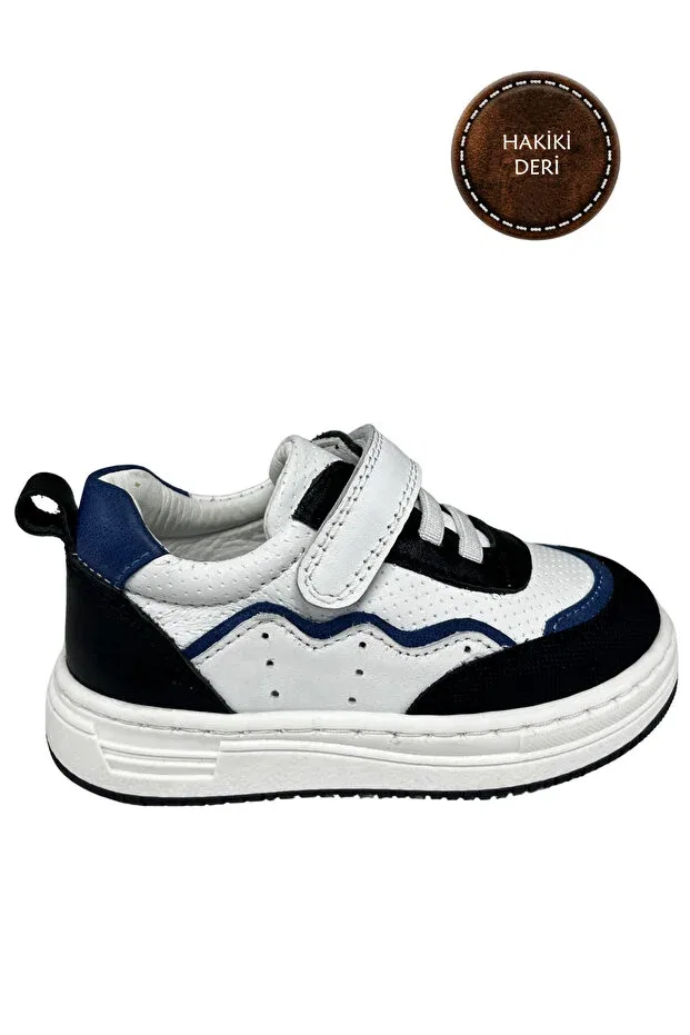 Детские туфли для девочек с ортопедической стелькой Şenler Bebe World Kids, White-Black-Navy Blue