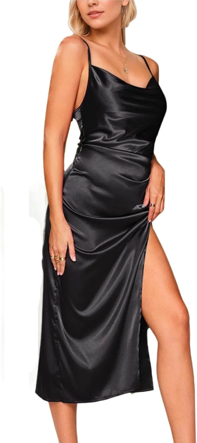 Женское коктейльное платье с запахом Spaghetti Strap, Black