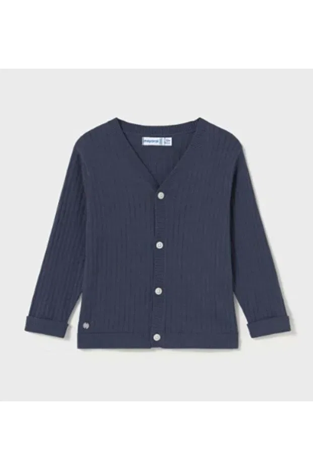 Детский жаккардовый вязаный кардиган для мальчиков Mayoral, Navy Blue — фото 2