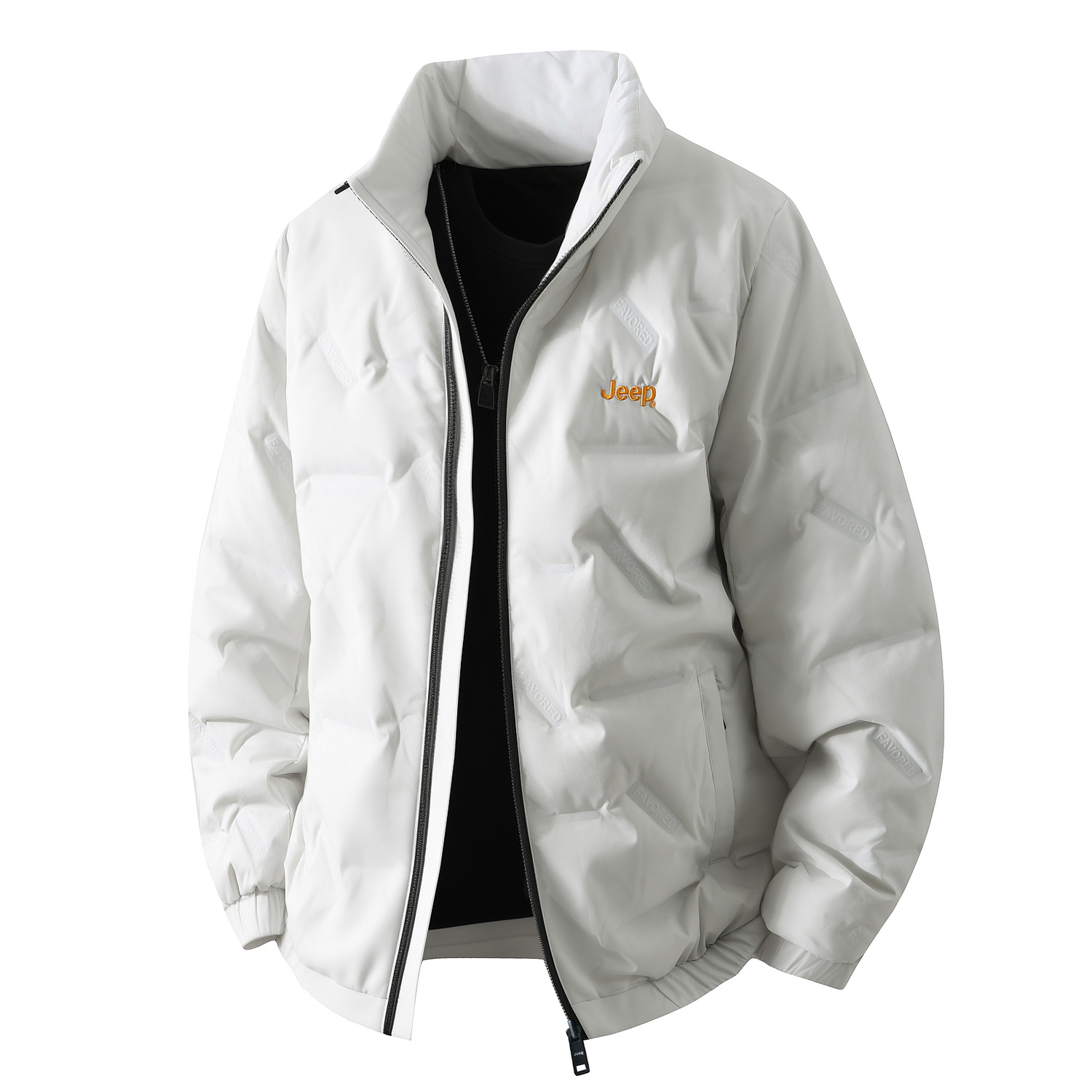 

Пуховик Unisex Stand Collar Moderate Jeep, экрю