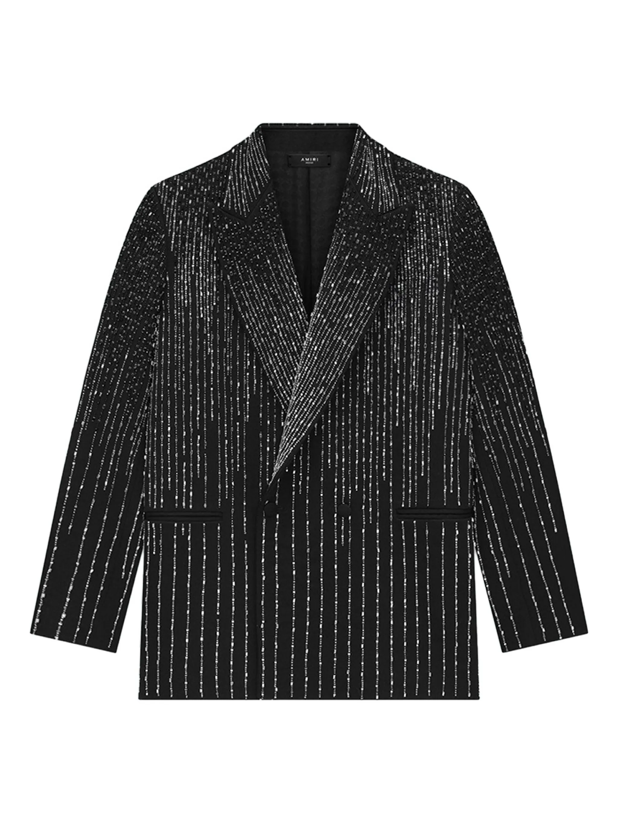 

Двубортный блейзер с кристаллами Amiri, черный