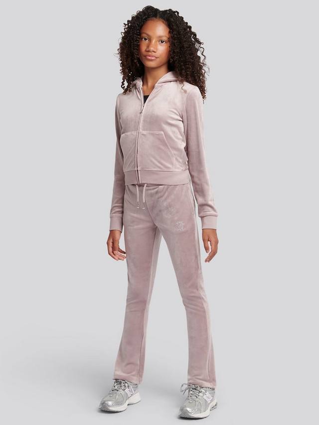 Детские велюровые брюки-джоггеры с пайетками bootcut Juicy Couture, Purple Dove — фото 2