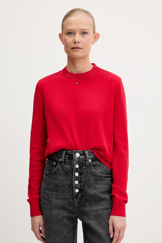 

Хлопковый свитер Tommy Jeans, красный