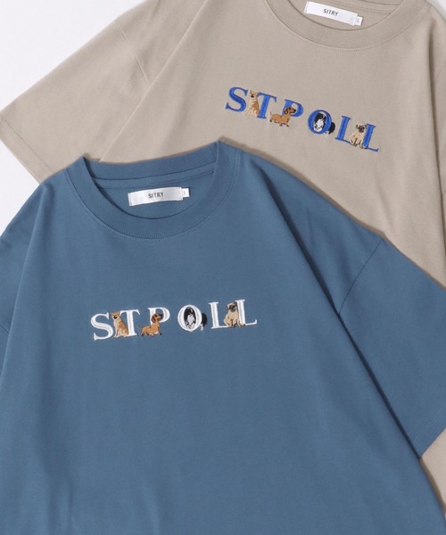 

Футболка с вышивкой животных и призраков SITRY, синий