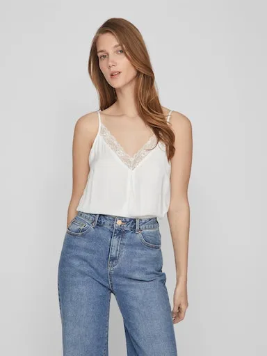 

Топ Vila спагетти "VICAVA V-NECK LACE SINGLET- NOOS", цвет Cloud Dancer
