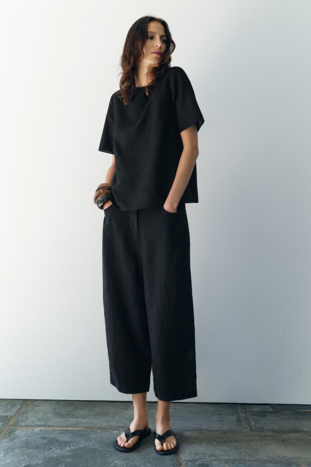 

Брюки из 100% льна ZARA, черный