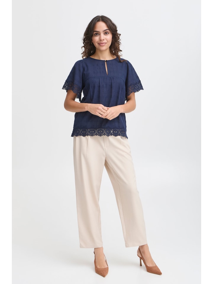 

Блузка с короткими рукавами FRLANA, свободный крой, темно-синий блейзер Fransa