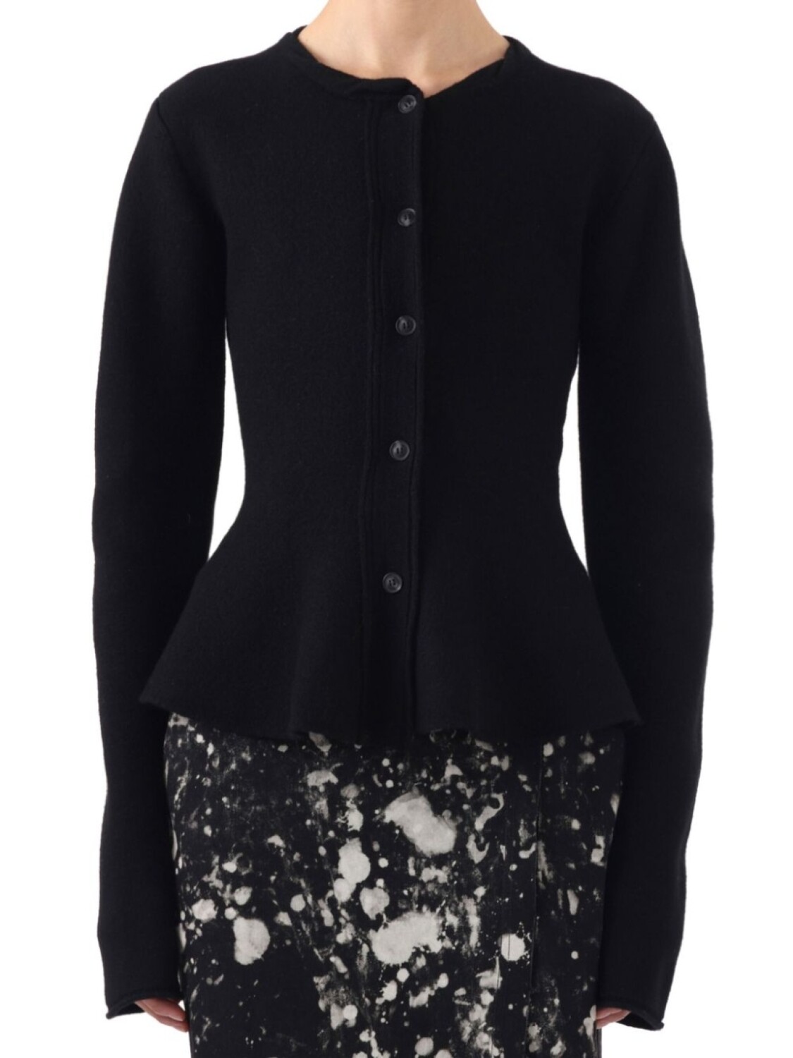

Шерстяной кардиган с баской Jason Wu Collection, черный