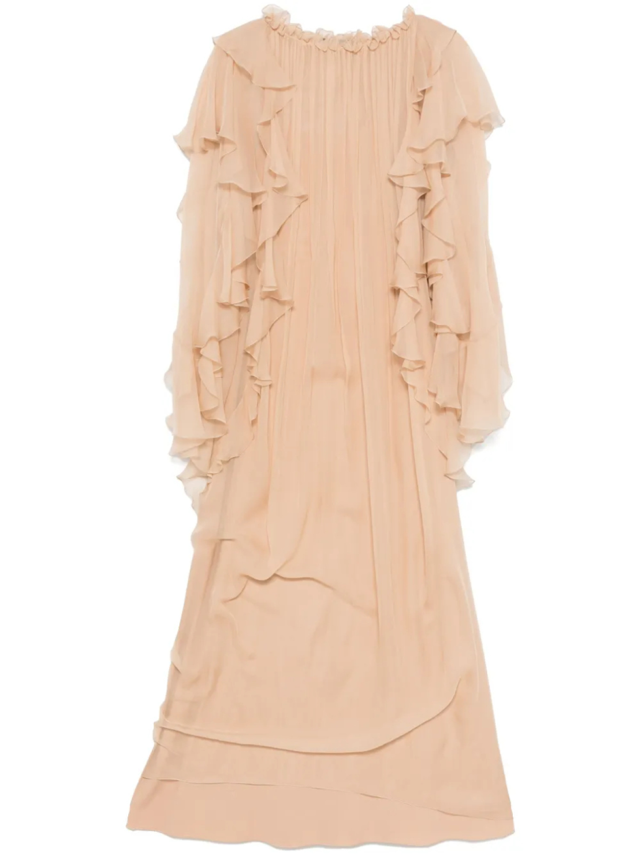 

Alberta Ferretti платье макси с оборками, нейтральный