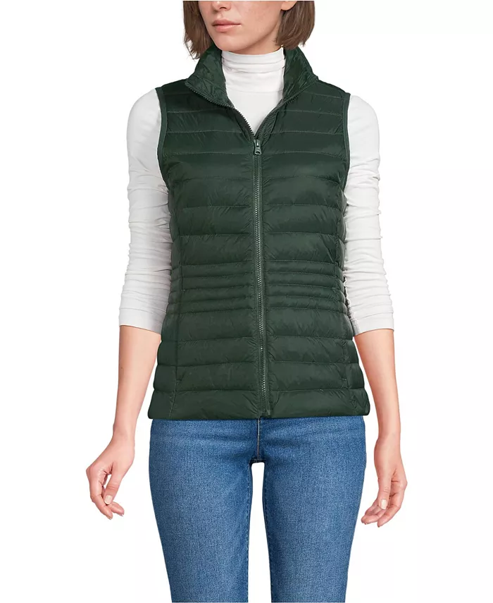 

Женская утепленная пуховая безрукавка Petite Wanderweight Packable Lands' End, зеленый