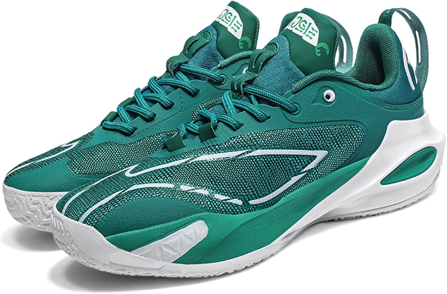 

Мужские баскетбольные кроссовки средней высоты с дышащей сеткой, противоскользящей толстой подошвой, амортизацией, удобной шнуровкой, модные спортивные кроссовки, подходящие для бега и уличной баскетбольной тренировки Qaoterod, зеленый