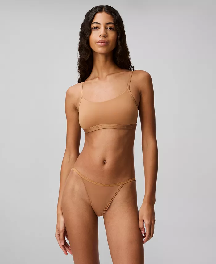 Женский облегающий бюстгальтер с легкой подкладкой QF7554 Calvin Klein, коричневый — фото 3