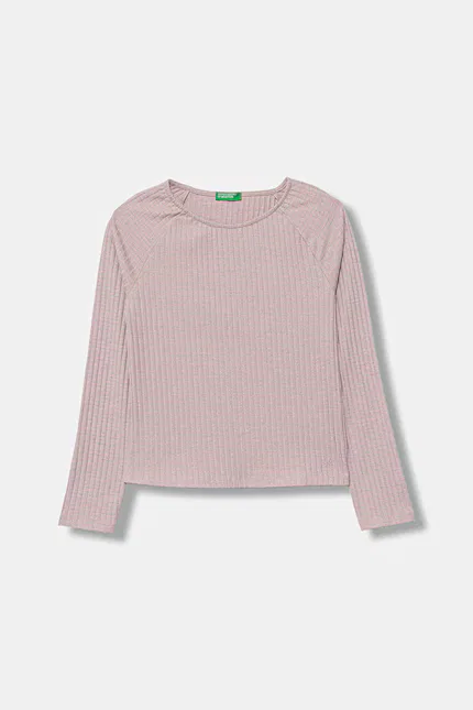 Лонгслив детский с длинным рукавом United Colors of Benetton, розовый