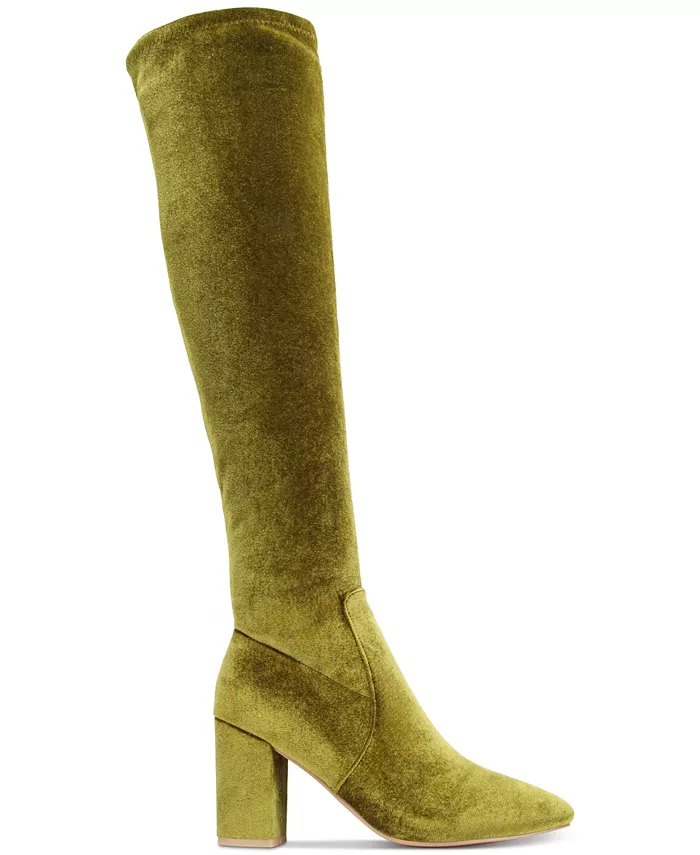 Женские сапоги Malia Wide Calf Over-The-Knee на блочном каблуке - доступны расширенные размеры Smash Shoes, зеленый — фото 2