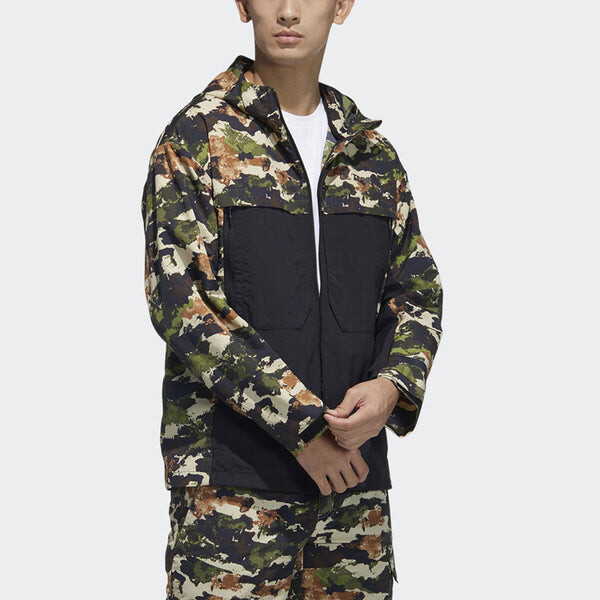 Куртка adidas Terrex Festiv Aop Wb Outdoor Sports Camouflage Splicing Hooded Jacket Brown, коричневый — фото 4