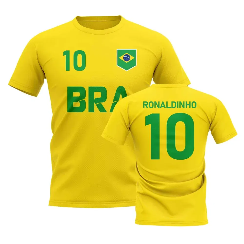 Футболка детская с Роналдиньо Brazil, желтый — фото 2