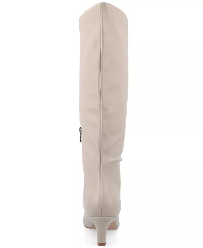 Женские сапоги Tullip Wide Width на каблуке-рюмочке с острым носком, до колена Journee Collection, коричневый/бежевый — фото 3