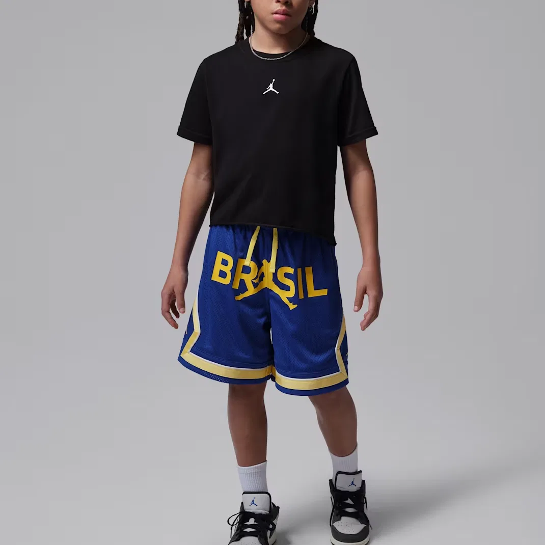 Шорты детские спортивные Jordan Essentials Dri-FIT сине-желтые — фото 3