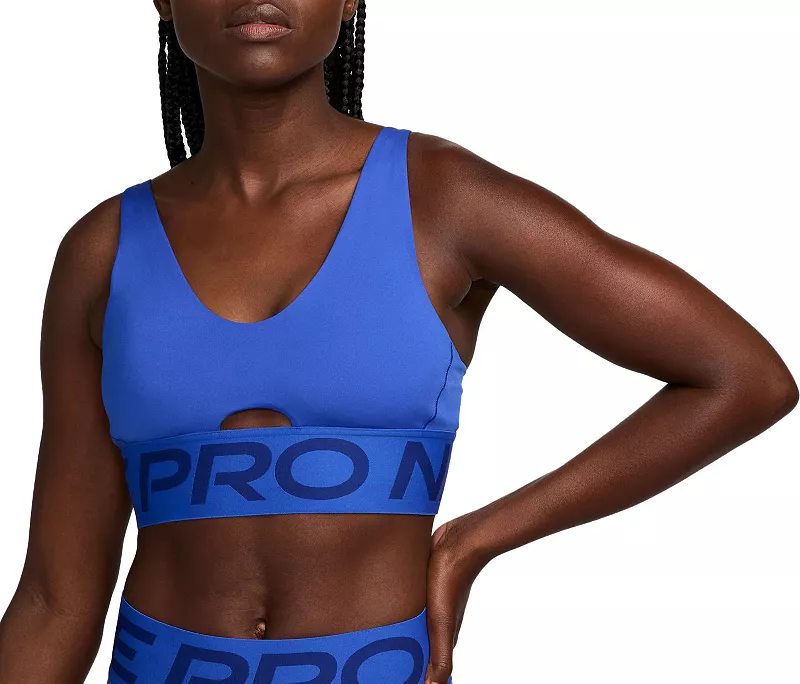 

Женский спортивный бюстгальтер Nike Pro Indy с глубоким вырезом и мягкой подкладкой средней поддержки, цвет Hyper Royal