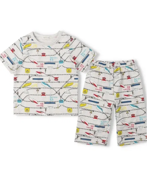 Детская пижама с коротким рукавом с принтом JR Shinkansen Kids Foret, Серый — фото 2