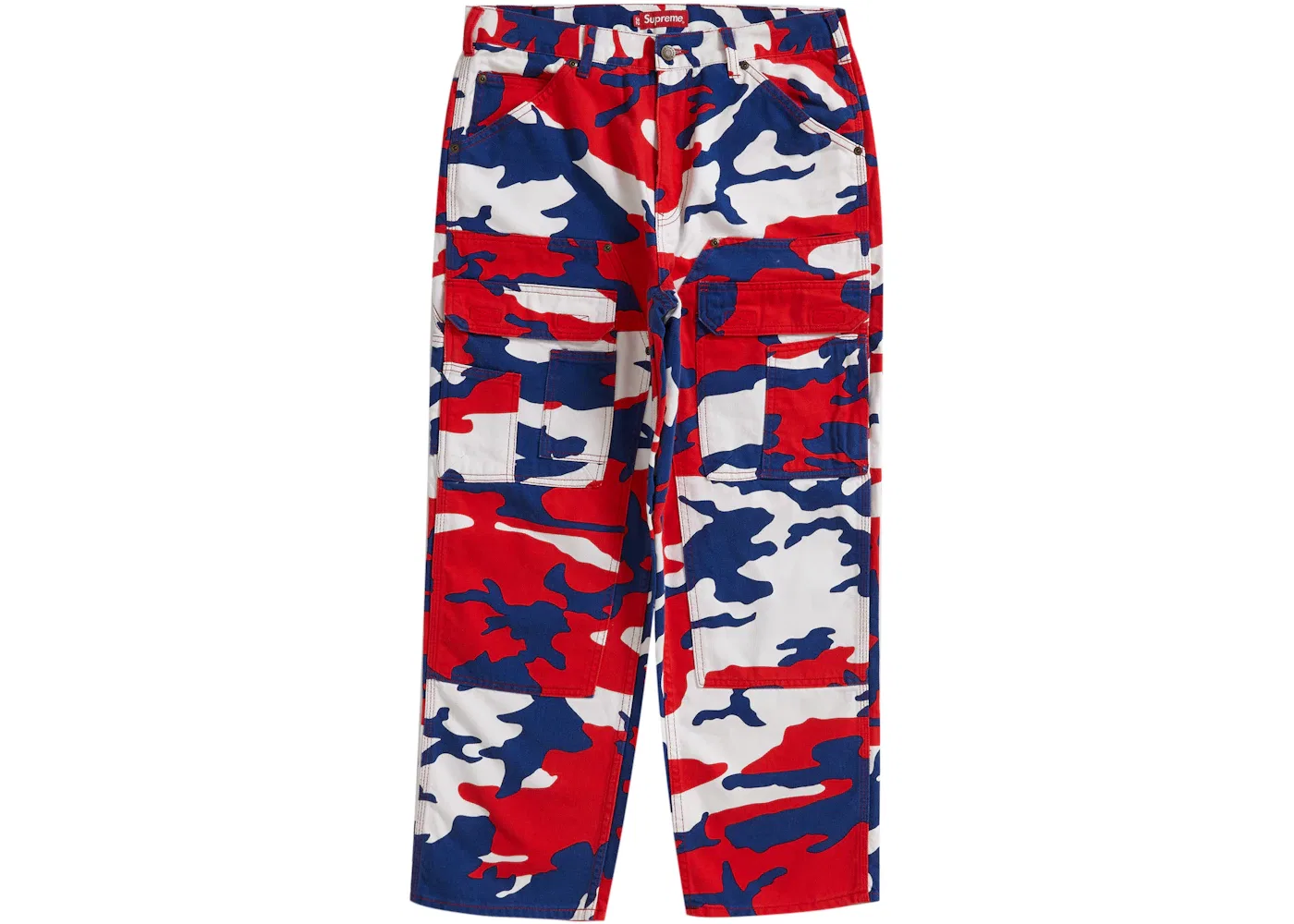 Мужские брюки с принтом Supreme Double Knee Denim Utility Pant, Red Camo