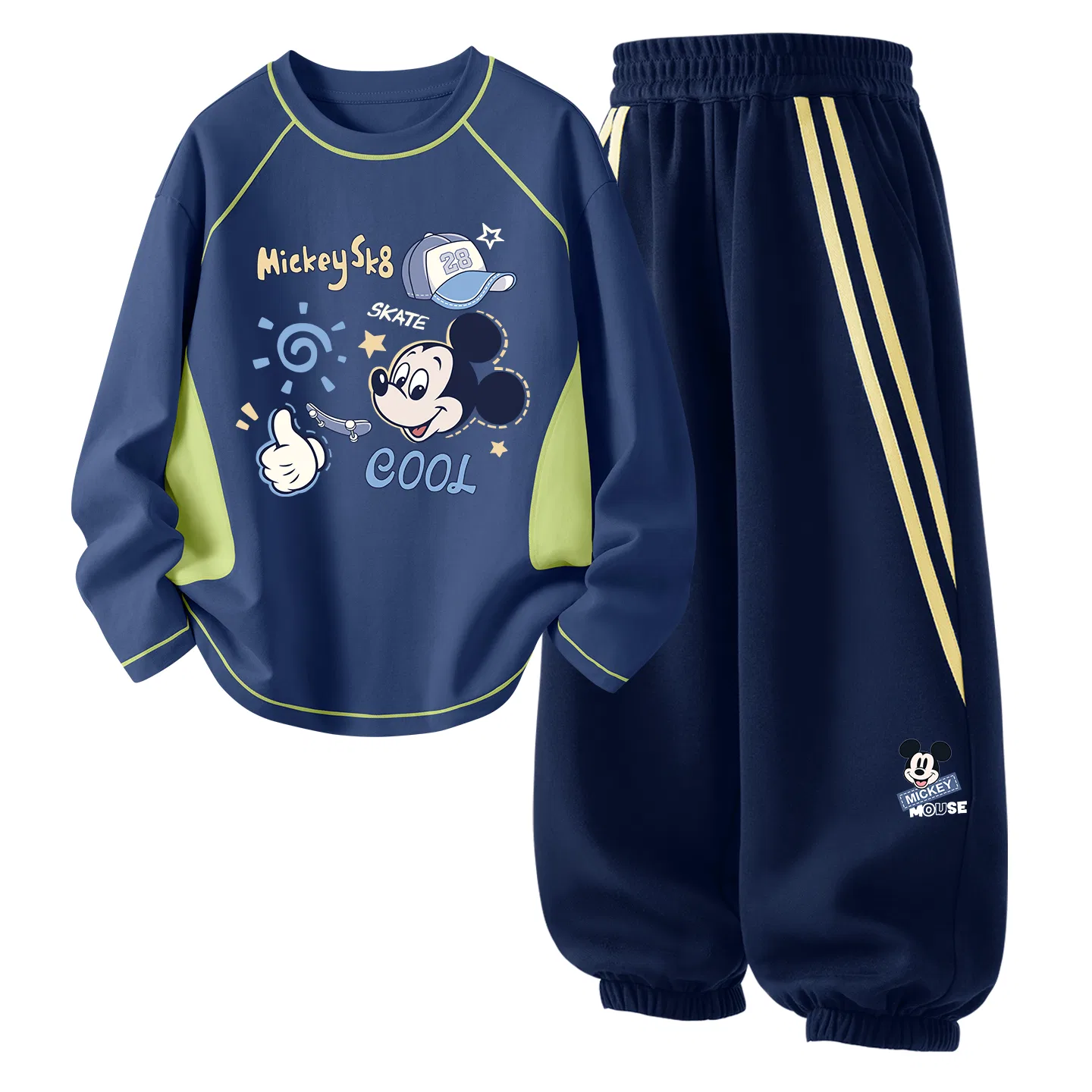 Детский комплект спортивной одежды с принтом Kids Casual Sportswear Disney, Di Party Qi Navy+Di Happy Qi K_Right Lower Navy