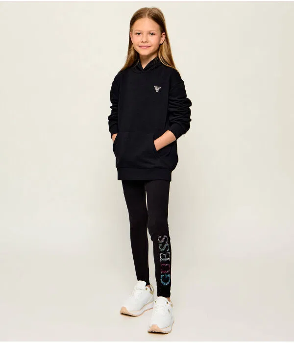 Детские леггинсы для девочек с принтом Leggings Guess, черный — фото 2