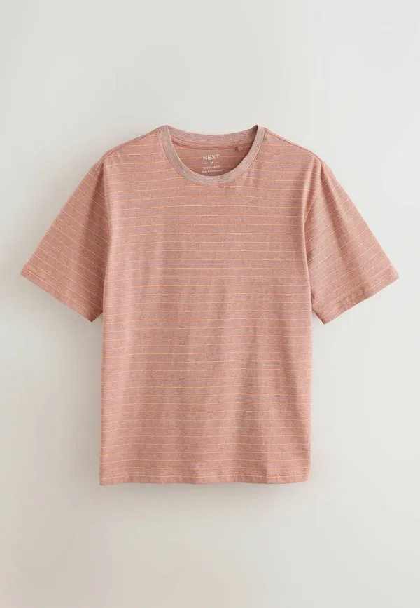 Пижамный комплект из хлопка Regular Fit Stripe Short Sleeve Set Next, Orange, оранжевый — фото 4