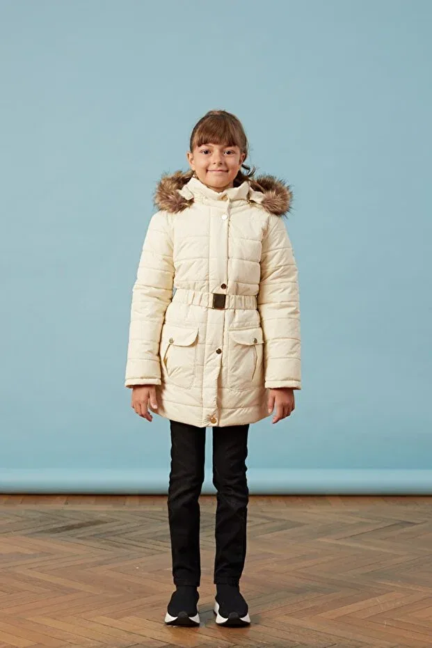 Детское пальто для девочек с капюшоном Men Anorak, Bone