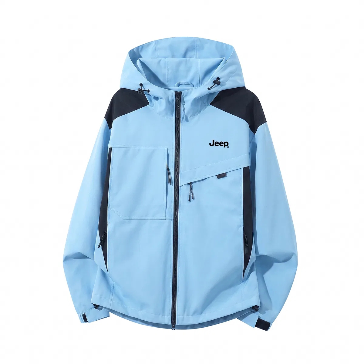 Детская куртка с капюшоном, немодельная, прямого кроя, Jeep, Light Blue