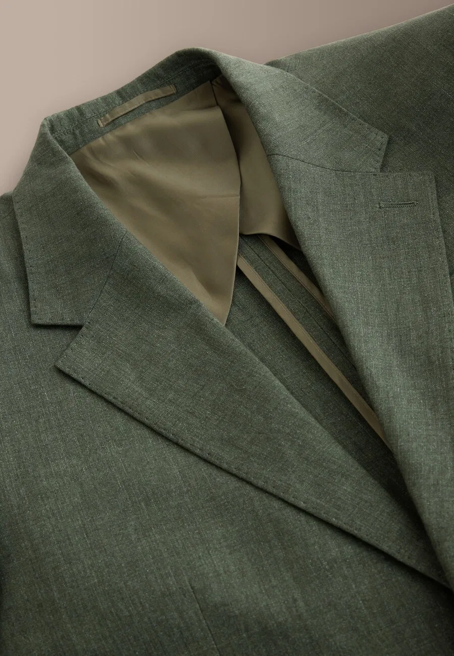 Деловой пиджак Next Slim fit 'Signature' темно-зеленого цвета — фото 4
