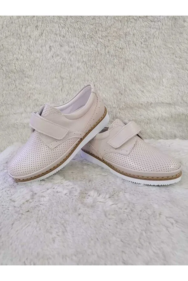 Детские туфли для мальчиков ортопедические Hem Sports And Classic Orthopedic Boy's Shoes Özgür Kids, Bej (Cream) — фото 2